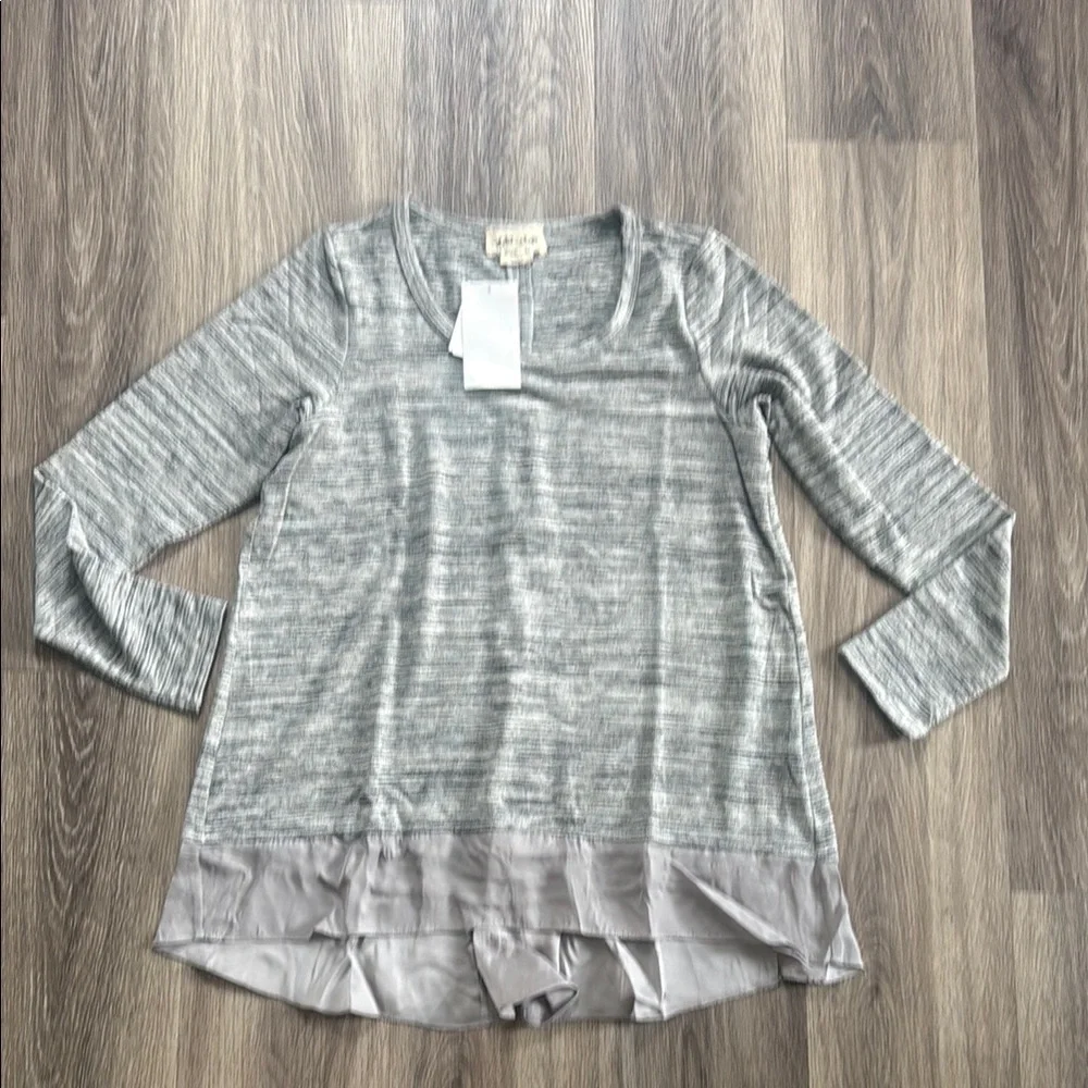 Womens Heather Gray Knit Long Sleeve Top Relaxed Fit Tunic